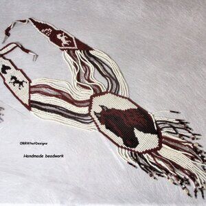 Beaded Horse Necklace Art Unique Jewelry, Gemstones, Western Rodeo Cowgirl Up